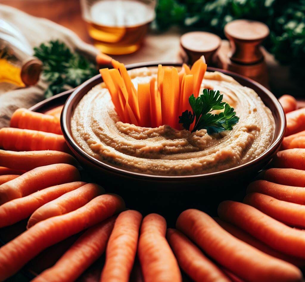 Hummus with Carrot Sticks Ready to Serve recipe