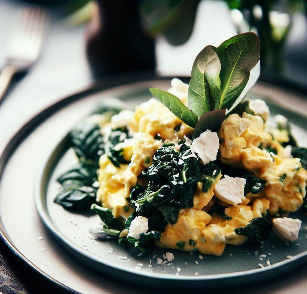 scrambled eggs with spinach and feta recipe